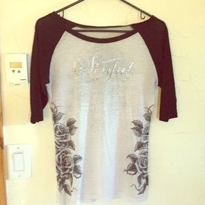 Black and white rose/Cross sinful T-shirt.